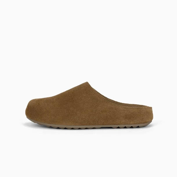 Damen Geschlossene Veloursleder-Pantolette mit gepolstertem Komfortfußbett Drune