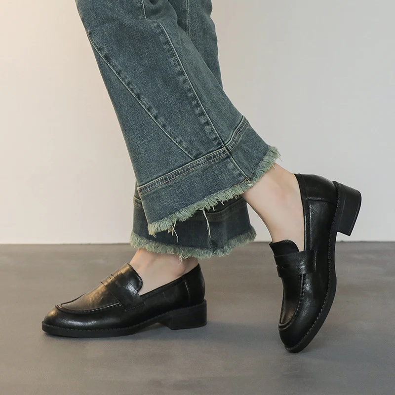 Damen Elegante Loafer mit Mokassinnaht und leichtem Blockabsatz Drune