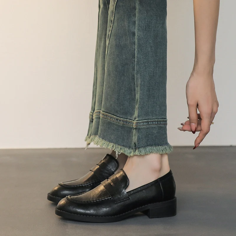 Damen Elegante Loafer mit Mokassinnaht und leichtem Blockabsatz Drune