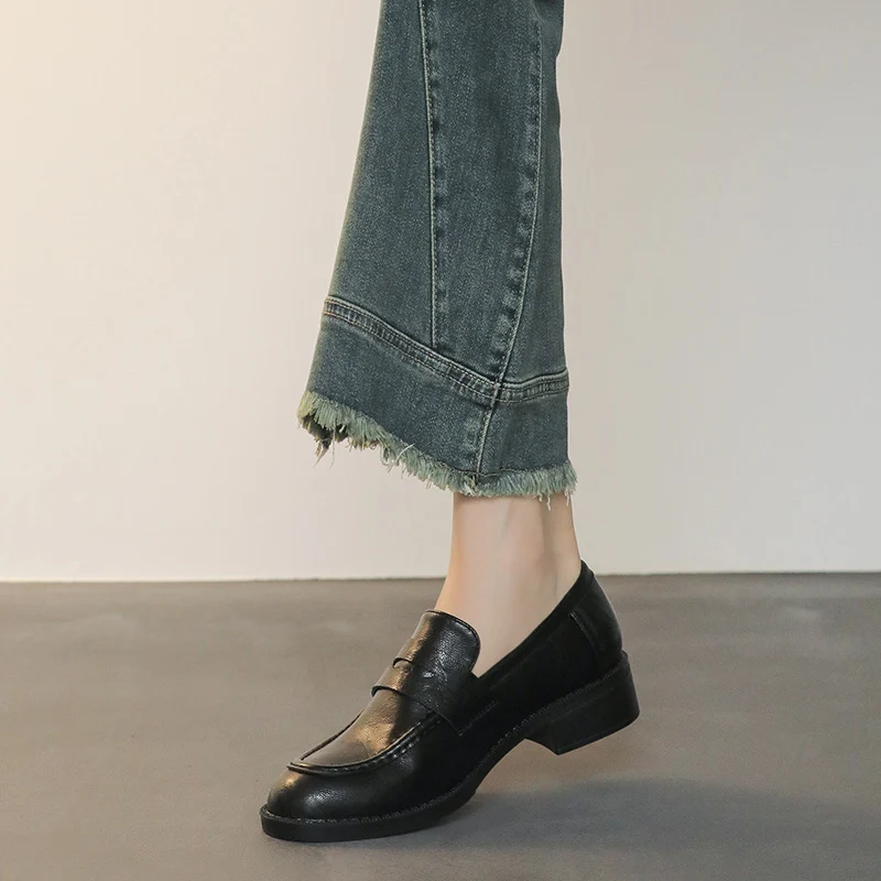 Damen Elegante Loafer mit Mokassinnaht und leichtem Blockabsatz Drune