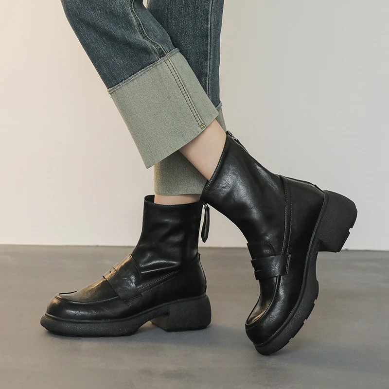 Damen Ankleboot im Loafer‑Moccasin‑Look mit sculpted Blockabsatz und Zuglasche Drune