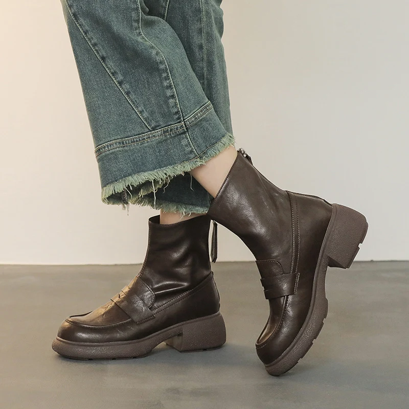 Damen Ankleboot im Loafer‑Moccasin‑Look mit sculpted Blockabsatz und Zuglasche Drune