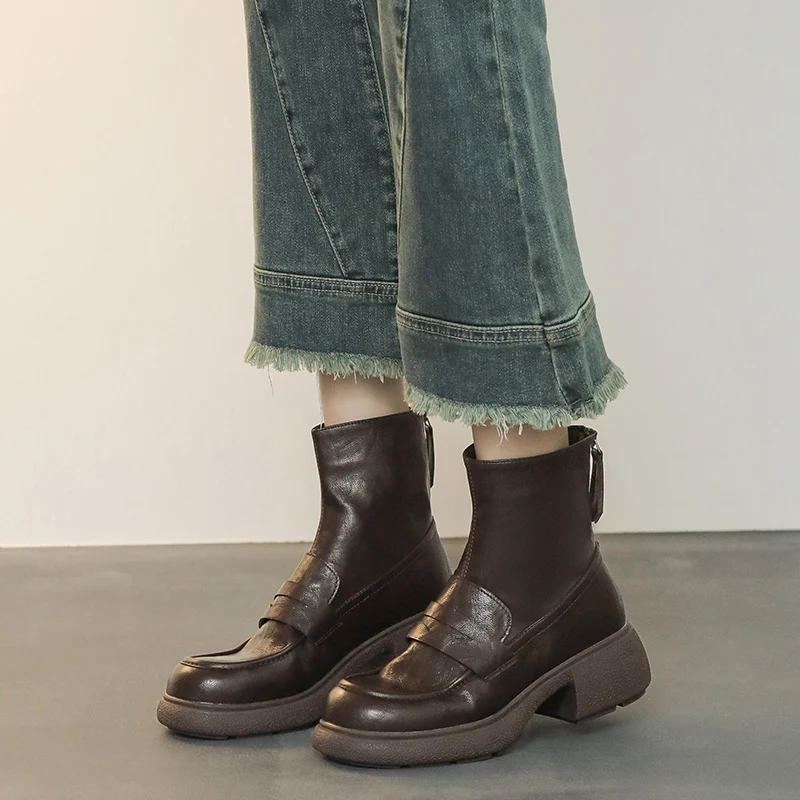Damen Ankleboot im Loafer‑Moccasin‑Look mit sculpted Blockabsatz und Zuglasche Drune