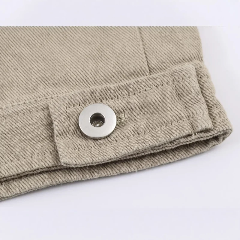 Herren Oversized Canvas-Jacke mit Cordkragen, Knopfverschluss und verdeckter Brusttasche Drune