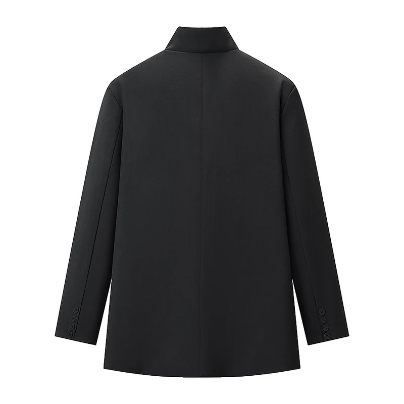 Herren Kurzer Stehkragen-Blazer mit verdeckter Knopfleiste und Pattentaschen Drune
