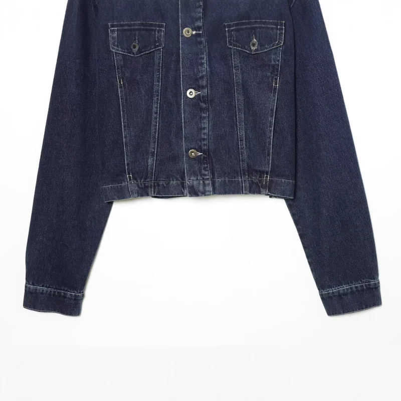 Herren Cropped-Boxy-Jeansjacke mit Lederbesatz an den Schultern Drune