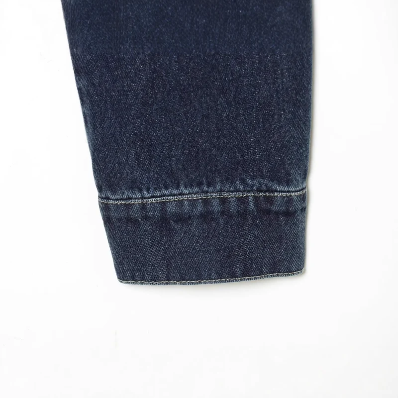 Herren Cropped-Boxy-Jeansjacke mit Lederbesatz an den Schultern Drune