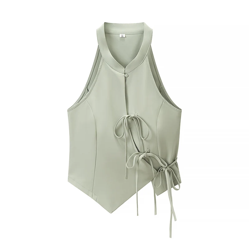 Damen Zweiteiliges tailliertes Weste- und weites Hosen-Set mit Schnürdetail Drune