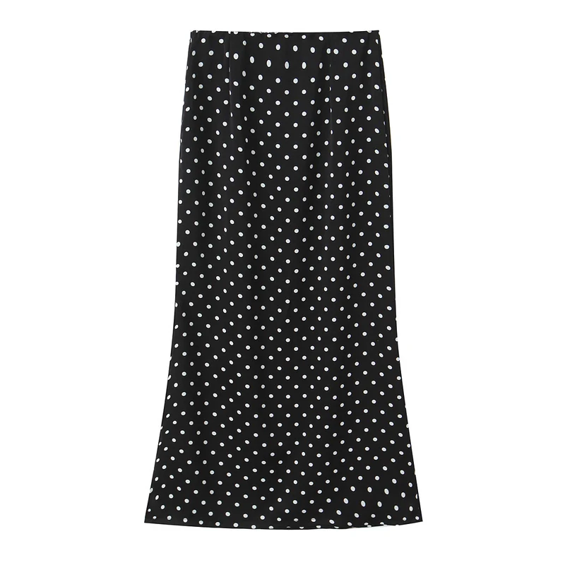 Damen Zweiteiliges tailliertes Blazer- und Midaxi-Rock-Set mit Rosenapplikation am Gürtel und Polka-Dot‑Rock Drune