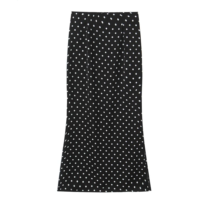 Damen Zweiteiliges tailliertes Blazer- und Midaxi-Rock-Set mit Rosenapplikation am Gürtel und Polka-Dot‑Rock Drune