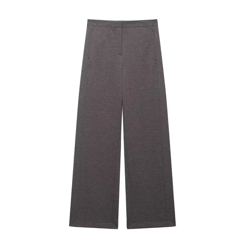 Damen Zweiteiliges Set aus Cropped-Boxy-Jacke mit Stehkragen und hochtaillierter weiter Hose Drune