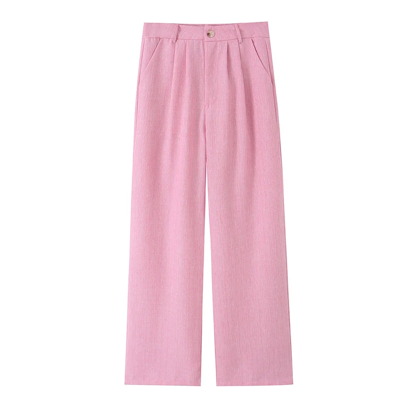 Damen Zweiteiliges Kurzblazer- und hochtailliertes Weitbein-Hosen-Set Drune