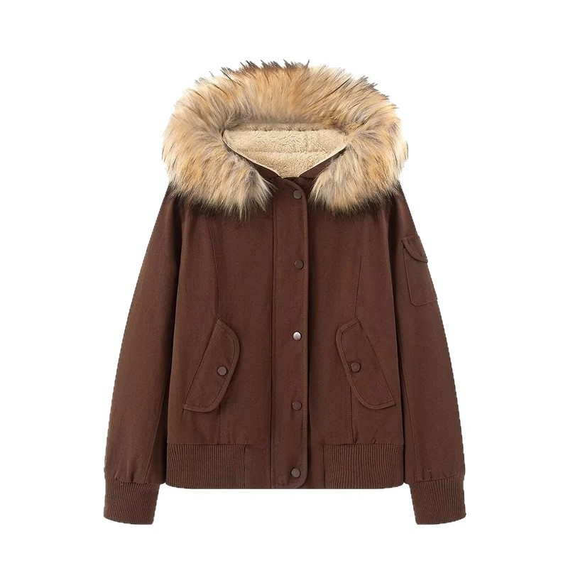 Damen Wattierte Parka-Jacke mit Teddyfutter und Kunstpelzkapuze Drune
