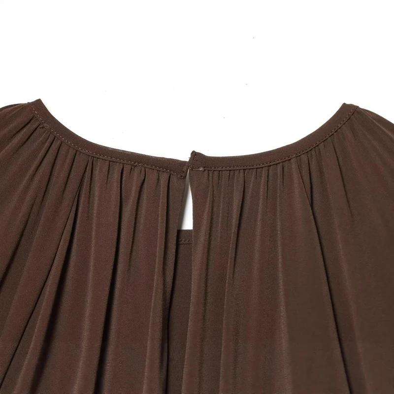 Damen Voluminöse Plissee-Bluse mit weiten Raglanärmeln und elastischem Bund Drune