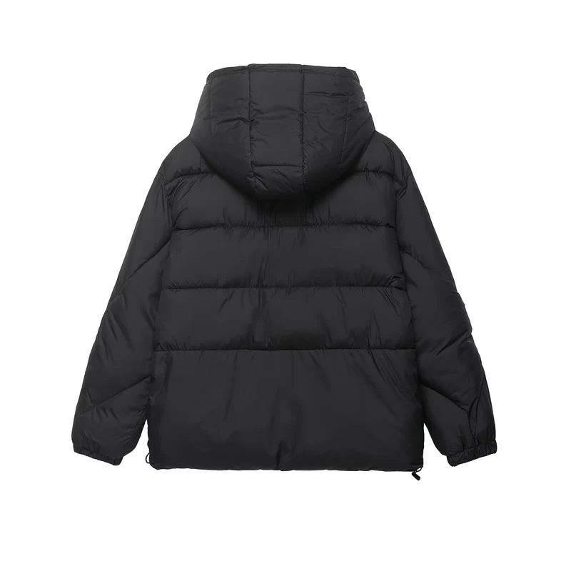 Damen Voluminöse Oversize Daunenjacke mit Kapuze und Kordelzug Drune