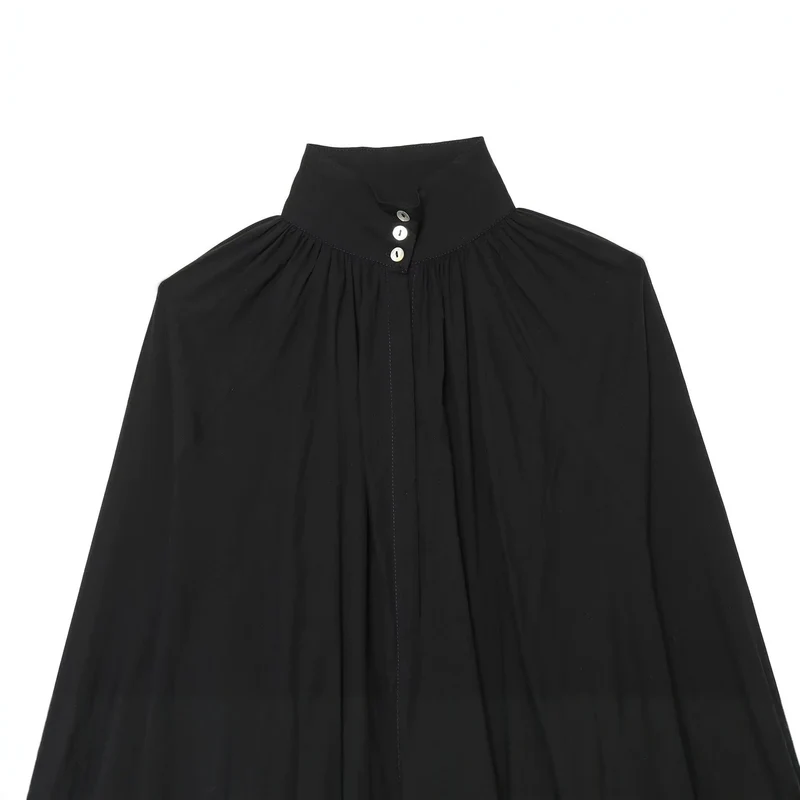 Damen Voluminöse Bluse mit Stehkragen, Raffung und Kordelzug Drune