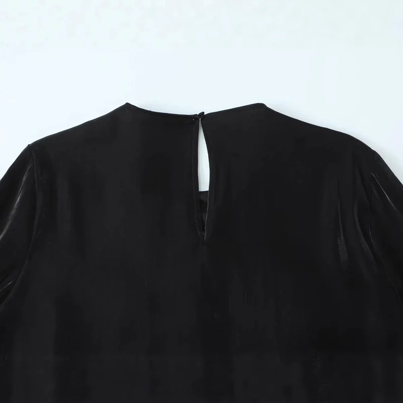 Damen Volantbluse aus Satin mit Stufenrüschen und Glockenärmeln Drune