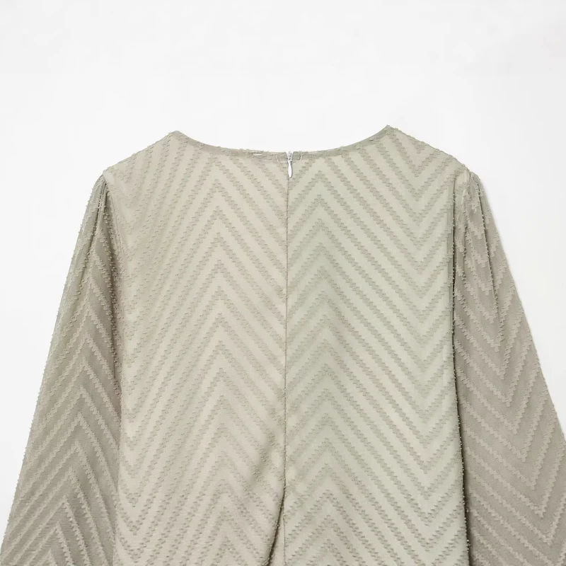 Damen V‑Ausschnitt Mini‑Kleid mit Jacquardstruktur und geraffter Taille Drune