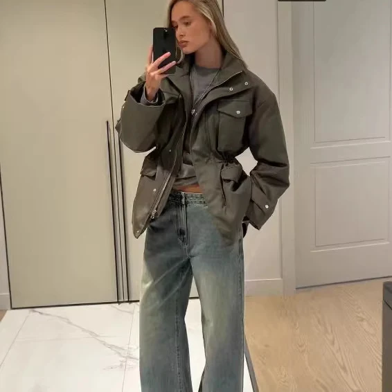 Damen Utility-Parka mit aufgesetzten Pattentaschen und hohem Stehkragen Drune