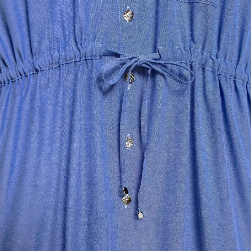 Damen Tunika-Hemdbluse mit Kordelzug und dreiviertel Kimonoärmeln Drune