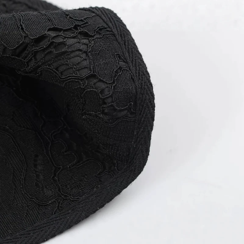Damen Transparente Spitzenbluse mit Stehkragen, Puffärmeln und Manschetten Drune
