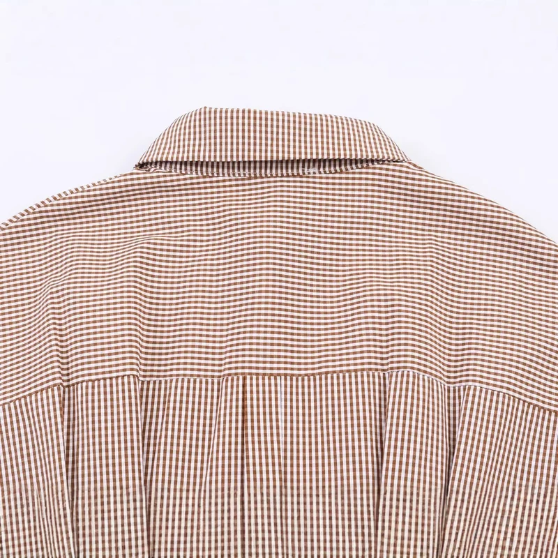 Damen Tailliertes Hemdblusenkleid mit Karo‑Gingham, breitem Taillengürtel und voluminösen Ärmeln Drune