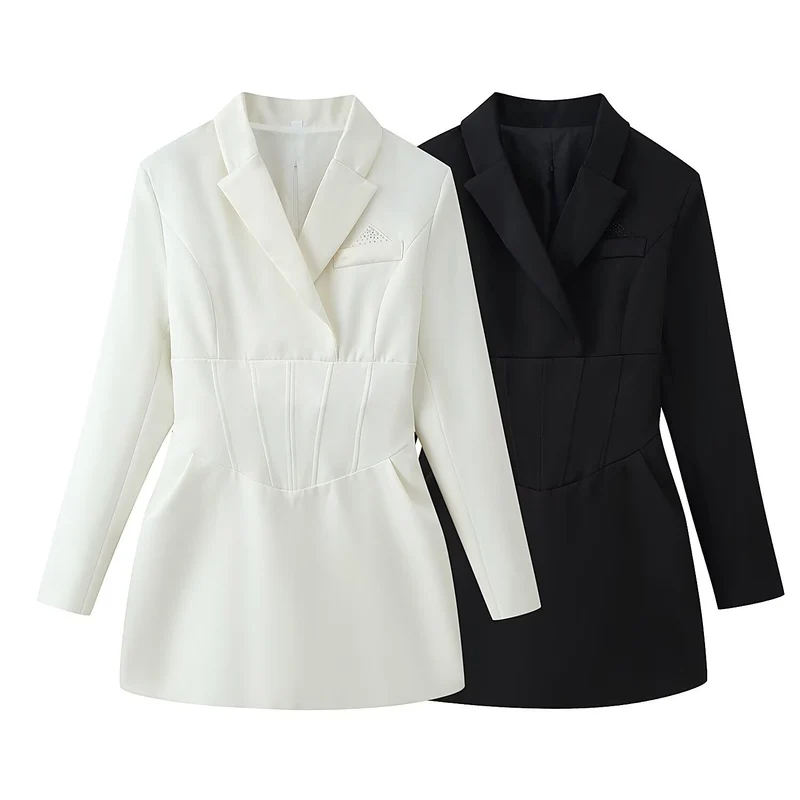 Damen tailliertes Blazer-Minikleid mit Korsettnähten Drune