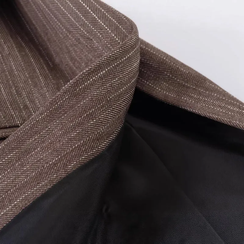 Damen Taillierter Nadelstreifen-Blazer mit abnehmbarem Gürtel Drune