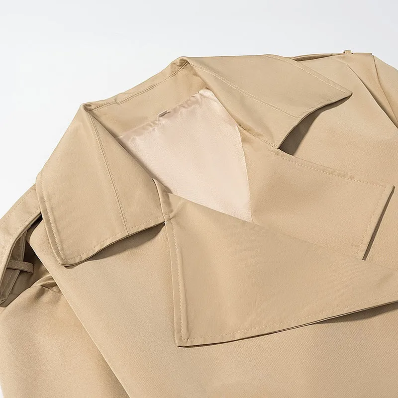 Damen Taillierter kurzer Trenchcoat mit Bindegürtel und Epauletten Drune