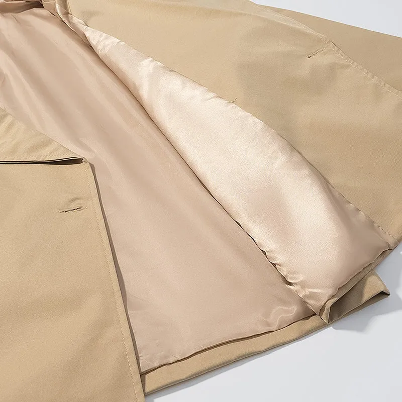 Damen Taillierter kurzer Trenchcoat mit Bindegürtel und Epauletten Drune