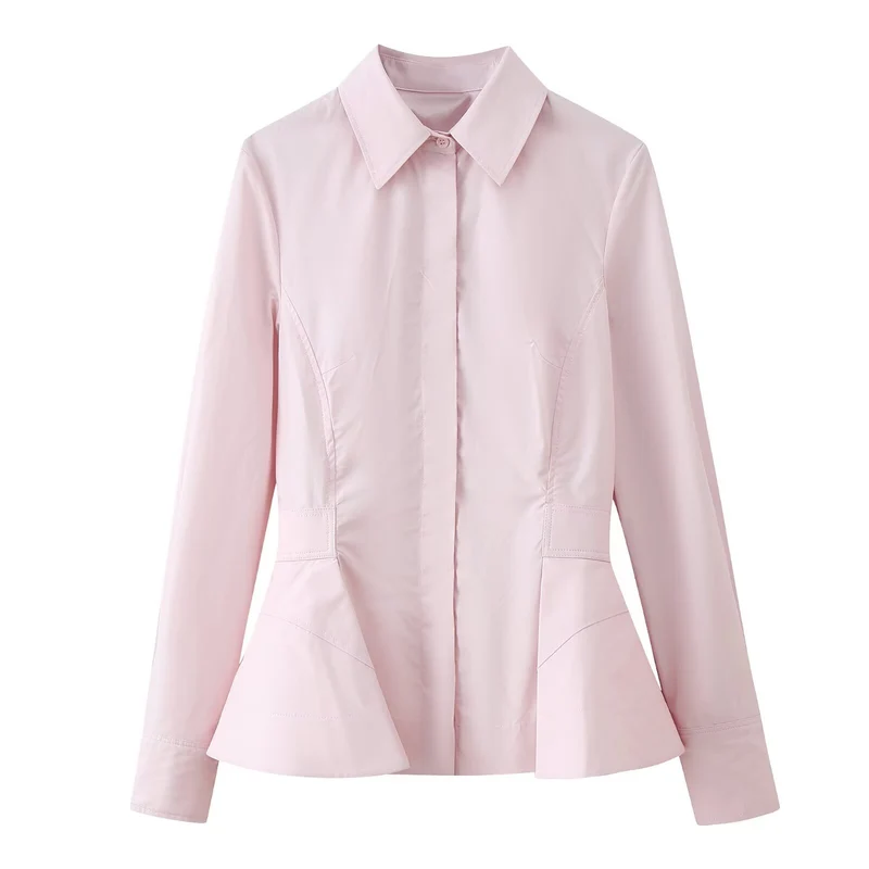 Damen Taillierter Kurzblazer im Peplum‑Schnitt mit Hemdkragen Drune