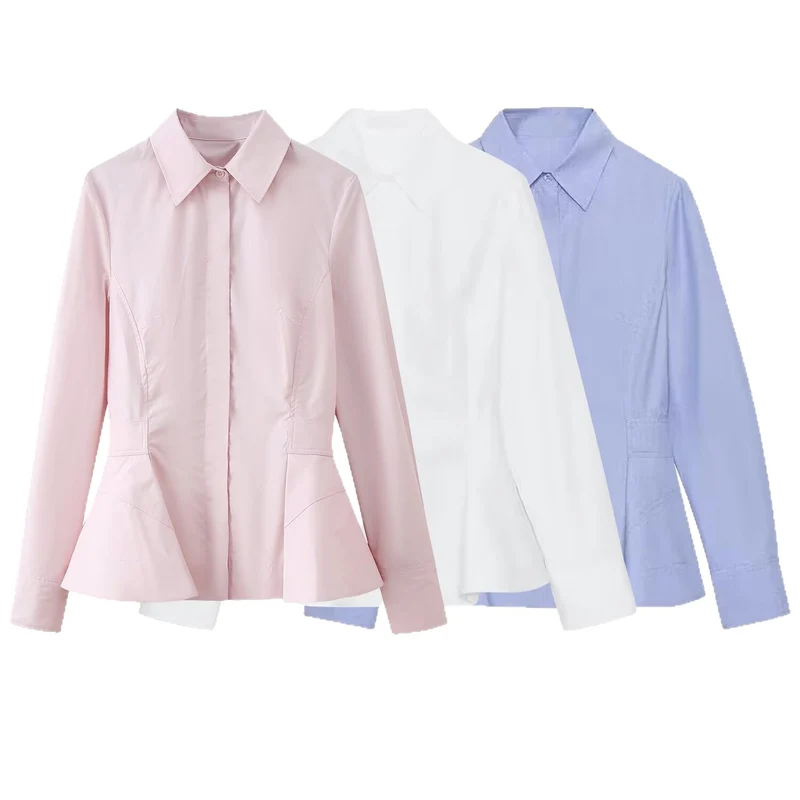 Damen Taillierter Kurzblazer im Peplum‑Schnitt mit Hemdkragen Drune
