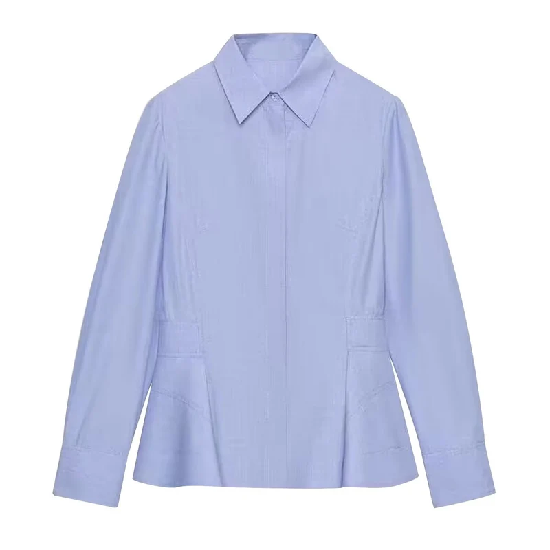 Damen Taillierter Kurzblazer im Peplum‑Schnitt mit Hemdkragen Drune