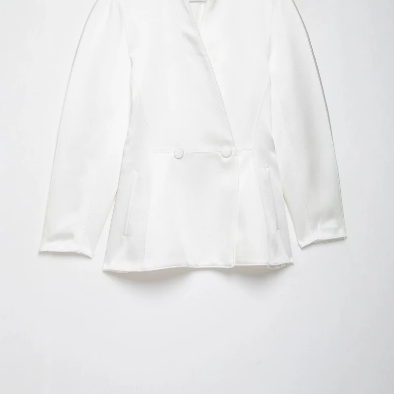 Damen Taillierter Doppelreihiger Blazer mit Stehkragen Drune