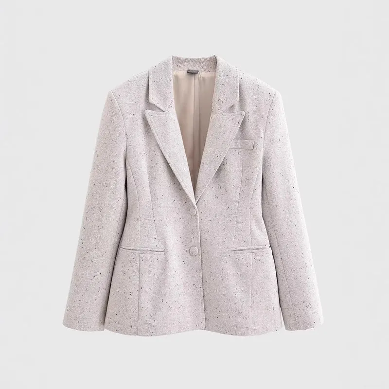 Damen Taillierter Bouclé‑Blazer mit Wiener Nähten und verdeckter Knopfleiste Drune
