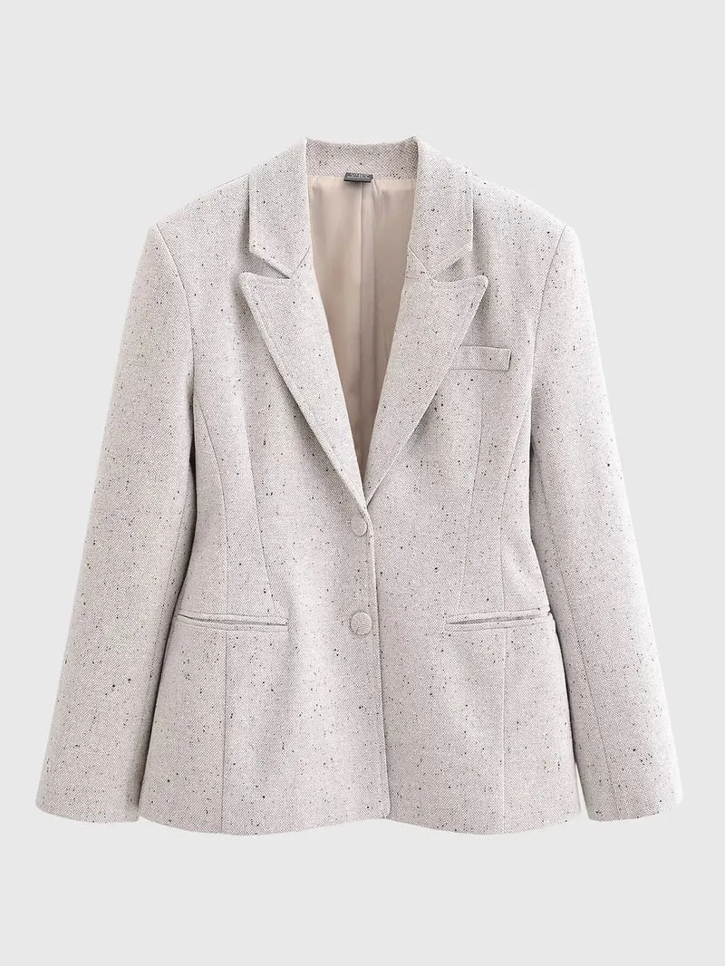Damen Taillierter Bouclé‑Blazer mit Wiener Nähten und verdeckter Knopfleiste Drune