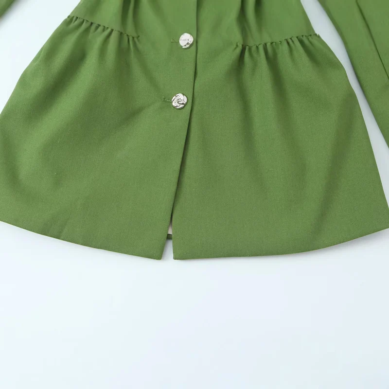 Damen Taillierter Blazer mit Tunnelzug-Taille, Reverskragen und Schmuckknöpfen Drune