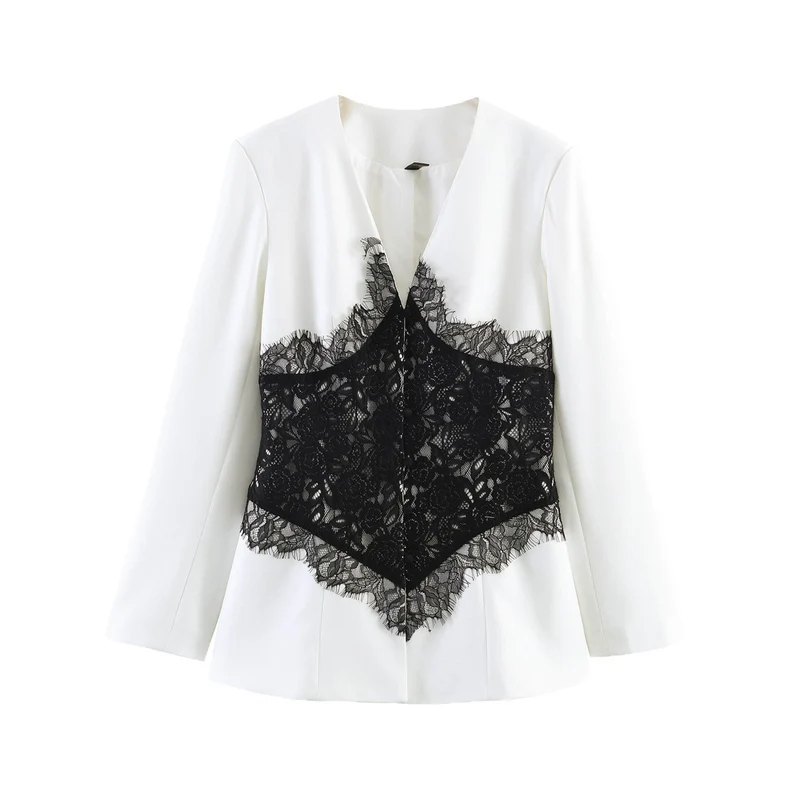Damen Taillierter Blazer mit Spitzen-Korsettbesatz Drune