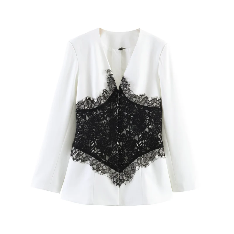 Damen Taillierter Blazer mit Spitzen-Korsettbesatz Drune