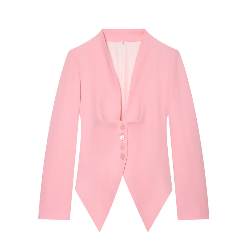 Damen taillierter Blazer mit spitzem Schößchen und tiefem V-Ausschnitt Drune