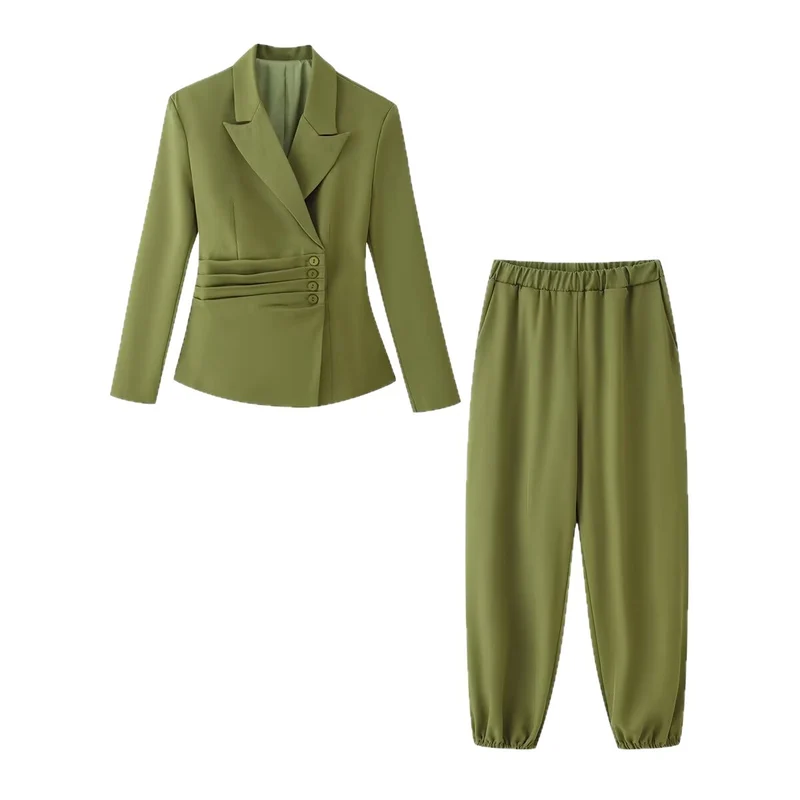 Damen Taillierter Blazer mit seitlichen Faltenbändern und asymmetrischer Knopfleiste Drune