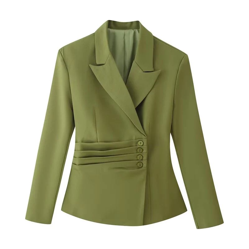 Damen Taillierter Blazer mit seitlichen Faltenbändern und asymmetrischer Knopfleiste Drune