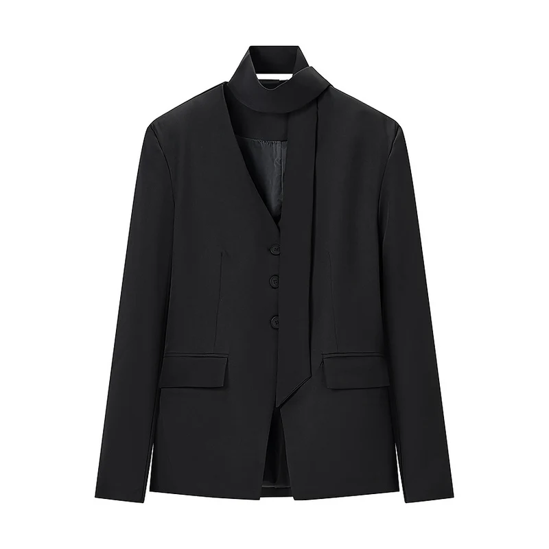 Damen Taillierter Blazer mit Schluppe, Knopfleiste und Pattentaschen Drune