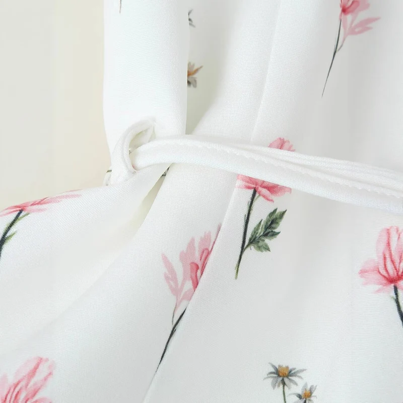 Damen taillierter Blazer mit floralem Alloverprint, Bindegürtel und Pattentaschen Drune