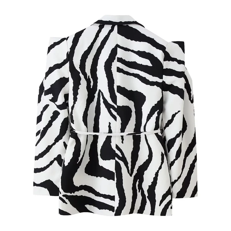 Damen Taillierter Blazer mit Bindegürtel und Cut-Out-Schultern Drune