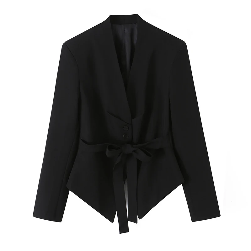 Damen Taillierter Blazer mit Bindegürtel und asymmetrischem Zipfelsaum Drune