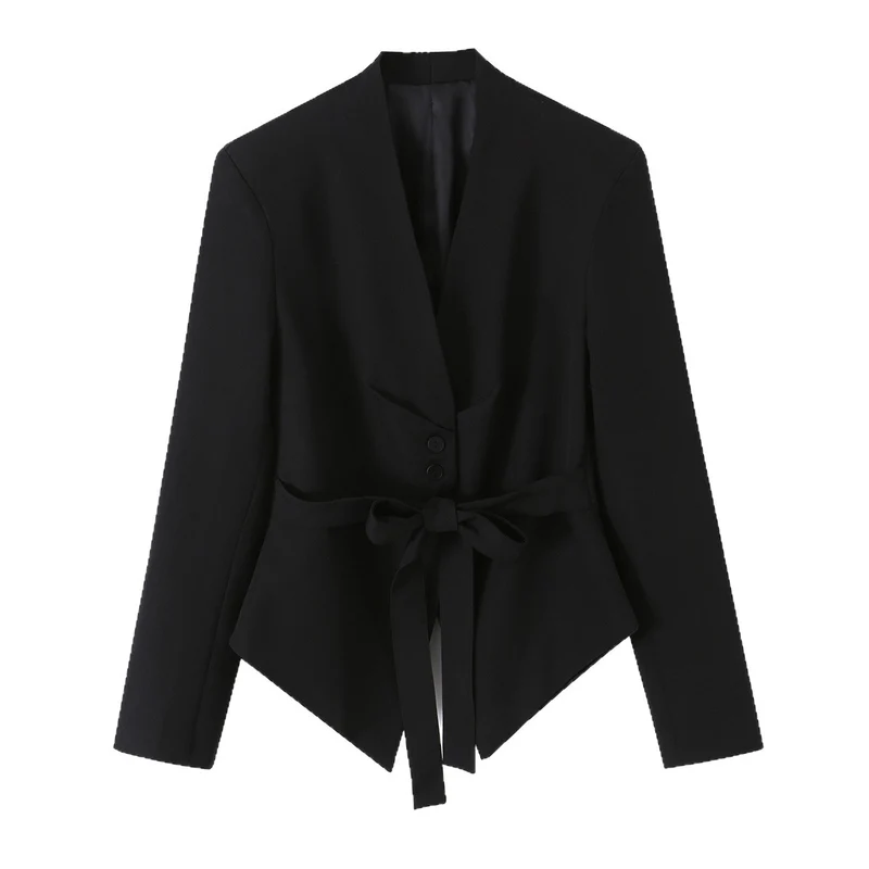 Damen Taillierter Blazer mit Bindegürtel und asymmetrischem Zipfelsaum Drune