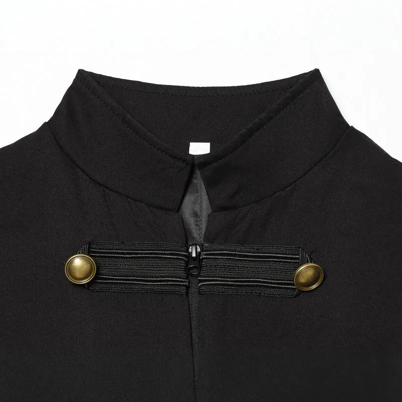 Damen Taillierte Military‑Weste mit Stehkragen und Zierriegeln Drune