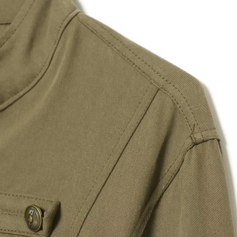 Damen Taillierte Militärinspirierte Kurzjacke mit Stehkragen und Zierknopfleisten Drune
