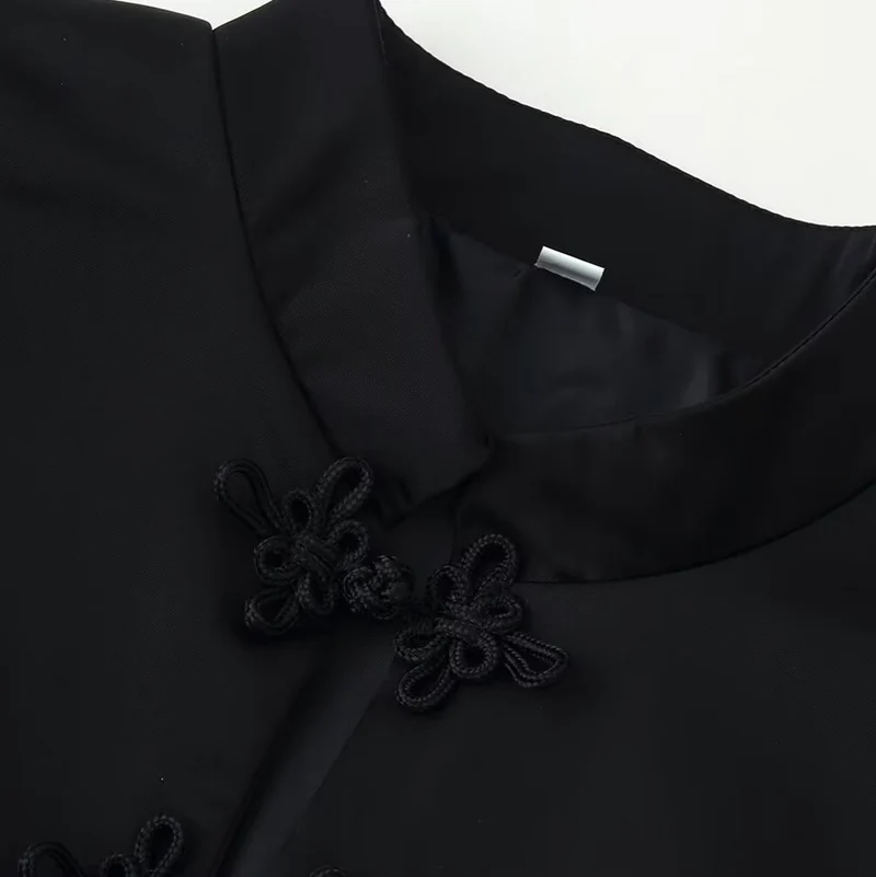 Damen Taillierte Kurzjacke im Mandarinstil mit dekorativen Zierknoten Drune